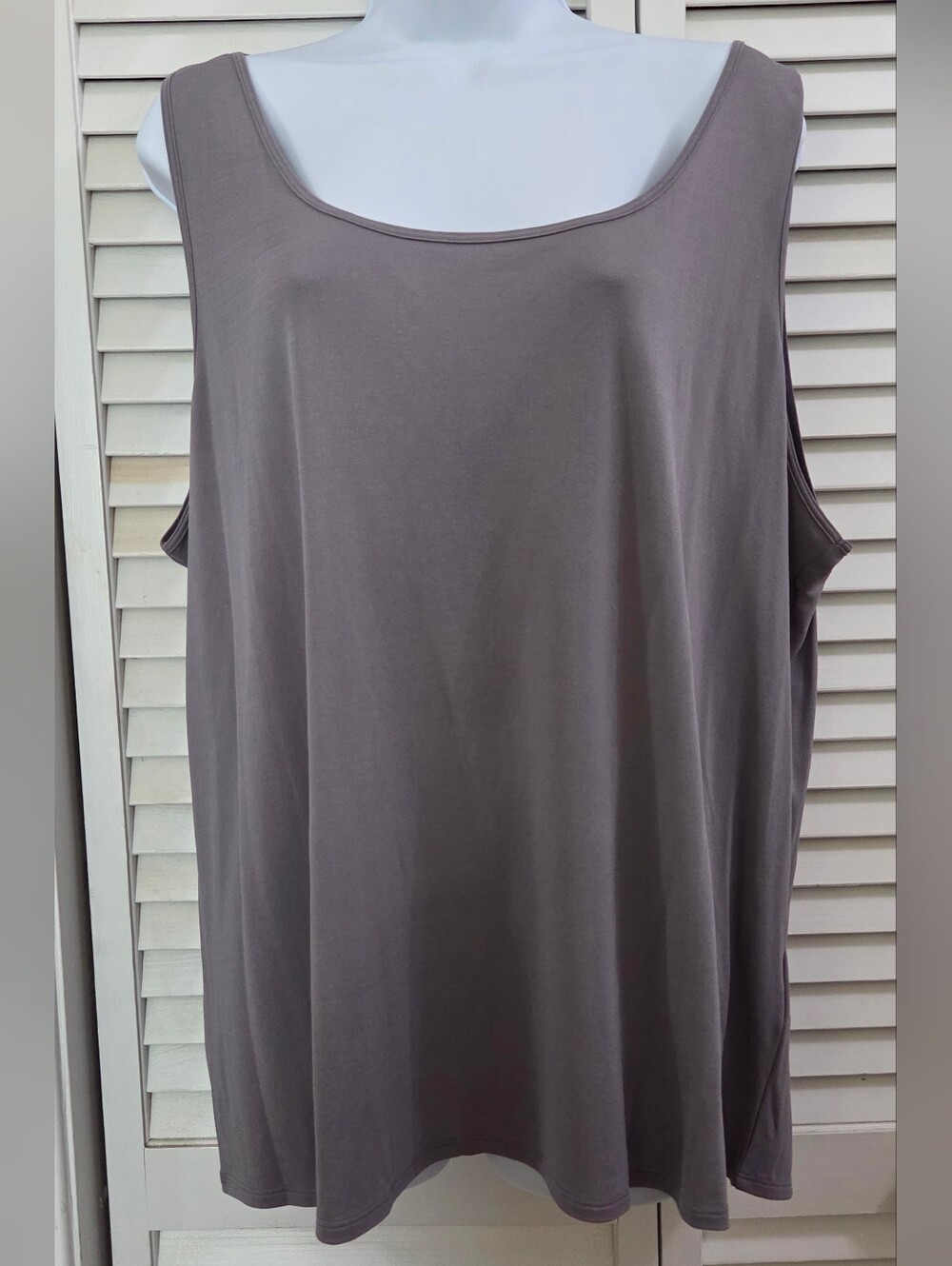 Eileen Fisher Relaxed Scoop Tank Top in Taupe Gray